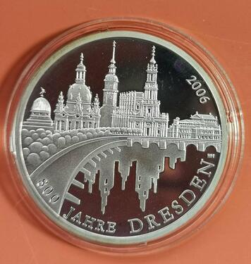 Foto - 10 Euro silber 800 Jahre Dresden 2006 Gedenkmünze Spiegelglanz pp