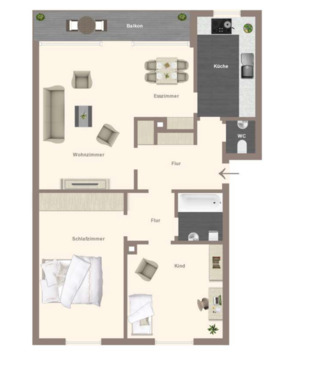 Foto - Helle 3,5-Zimmer Wohnung im 3. OG in Ludwigsburg mit Westbalkon