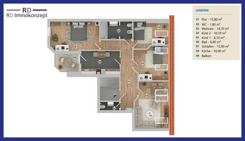 Foto - 4-Raum-Wohnung mit Balkon - 500,00&nbsp;EUR Kaltmiete, ca.&nbsp; 82,59&nbsp;m&sup2;