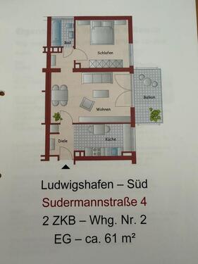 Foto - 2 Zi. EG-Wohnung mit Balkon in Ludwigshafen-Süd