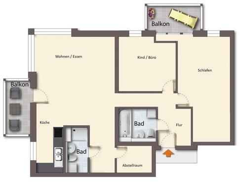 Foto - ERSTBEZUG Moderne 3-Raum Wohnung mit 2 Balkonen zu verkaufen!