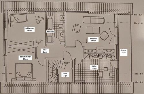 Foto - 3 Zimmer DG Wohnung mit EBK, Loggia, Gartenanteil mit Terrasse