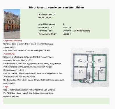 Foto - Büroräume zu vermieten - Cottbus, Schillerstraße 71
