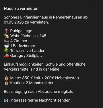 Foto - Haus in Rennertehausen zu vermieten