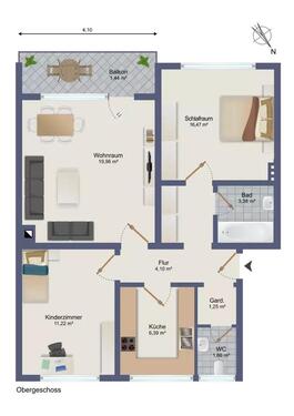 Foto - 3 Zimmer Wohnung mit Garage und Balkon