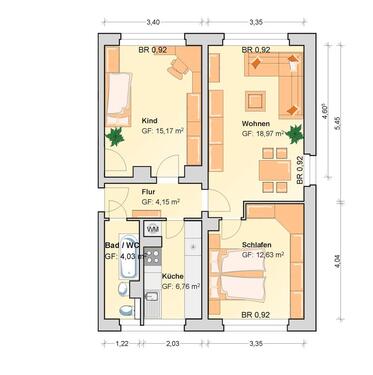 Foto - 3 Zimmer Etagenwohnung zur Miete in Werdau