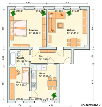 Foto - 3 Zimmer Dachgeschoßwohnung zur Miete in Werdau