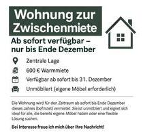 Wohnung ab sofort zur Zwischenmiete – 600 € warm - Frankfurt am Main Eschersheim Wohnung ab sofort zur Zwischenmiete – 600 € warm - Frankfurt am Main Eschersheim