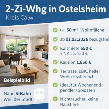 Foto - 2-Zimmer-Wohnung mit Terrasse in Ostelsheim – frei ab 01.03.2026