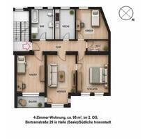 Helle 4RW mit Balkon & neuem Bad in ruhiger, zentraler Lage - Halle (Saale) Damaschkestraße