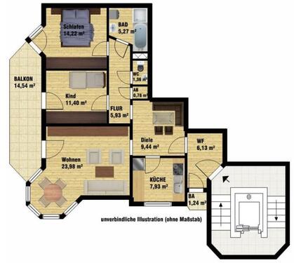 Foto - 3 ½-Zimmer-Whg. ca. 92 m² Wfl., 4.OG mit super BalkonAussicht