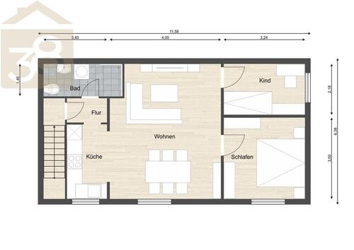 Foto - 3 Zimmer Etagenwohnung zur Miete in Wolfsburg