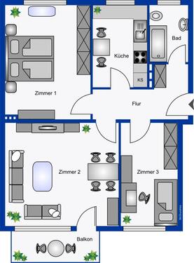 Foto - 3 Zimmer Etagenwohnung zur Miete in Rendsburg