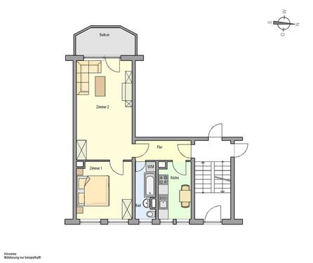 Foto - 3 Raum Wohnung mit Balkon - 325,00&nbsp;EUR Kaltmiete, ca.&nbsp; 50,04&nbsp;m&sup2;