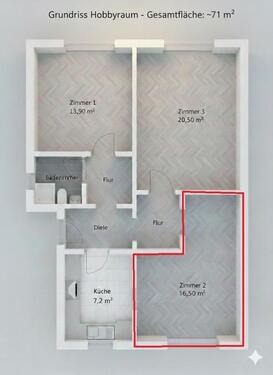 Foto - Kreativraum Atelier Werkstatt Office (16,5 m²) + Küche & Bad