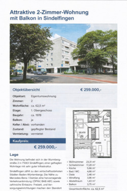 Foto - Sindelfingen, Attraktive 2-Zimmer-Eigentumswohnung