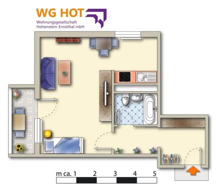 Foto - Kautionsfreie 1-Raum-Wohnung im Erdgeschoss mit Balkon!