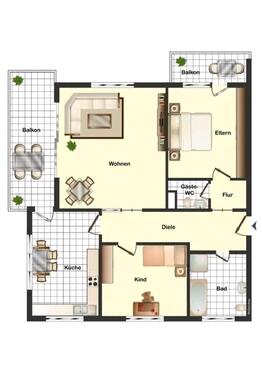 Foto - Nähe Frankfurt 3 Zi Whg ab sofort