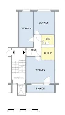 Foto - 3 Raum Wohnung - 600,00&nbsp;EUR Kaltmiete, ca.&nbsp; 60,00&nbsp;m&sup2;