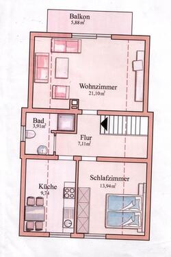 Foto - 2 Zimmer Dachgeschoss Wohnung mit Balkon