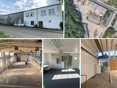 Foto - Freistehende Produktions- und Warmlagerhalle im eingezäunten Gewerbehof mit Krahnbahn, Rolltor, 2 Büros, SP mögl.