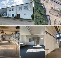 Freistehende Produktions- und Warmlagerhalle im eingezäunten Gewerbehof mit Krahnbahn, Rolltor, 2 Büros, SP mögl. - Leipzig Nordost