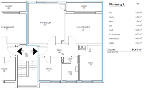 Foto - Modern kernsanierte 3-Zimmer-Wohnung 64 m² mit Balkon Gleißhammer