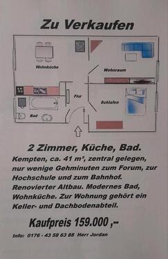 Foto - 2 Zimmer Hochparterre zum Kaufen in Kempten (Allgäu)