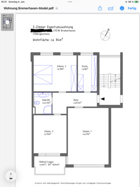 Foto - 3 Zimmer Etagenwohnung zum Kaufen in Bremerhaven