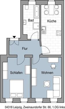 Foto - 2 Zimmer Etagenwohnung zur Miete in Leipzig