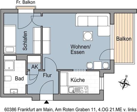 Foto - 1.5 Zimmer Etagenwohnung zur Miete in Frankfurt am Main