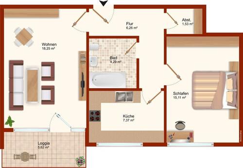 Foto - Ideal geschnittene 2-Zimmer Wohnung zentral und ruhig gelegen