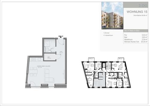 Foto - 'Neues Wohnen in der alten Fabrik': Inklusive Einbauküche! Luxus 1-ZKB mit Fußbodenheizung, Aufzug, Keller und viel Licht