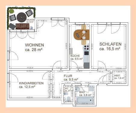 Foto - 3 Zimmer Erdgeschoßwohnung in Leipzig