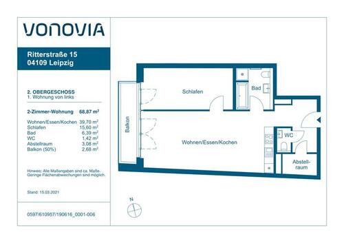 Foto - 2 Zimmer Etagenwohnung zur Miete in Leipzig