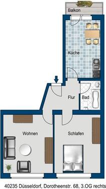 Foto - 2 Zimmer Etagenwohnung zur Miete in Düsseldorf