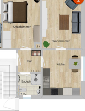 Foto - Helle 2-Zimmer Wohnung im EG in Ifta