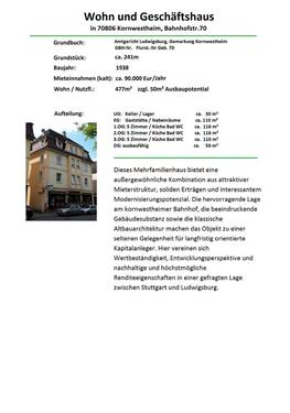 Foto - 16 Zimmer Mehrfamilienhaus, Wohnhaus zum Kaufen in Kornwestheim