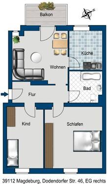 Foto - 3 Zimmer Erdgeschoßwohnung zur Miete in Magdeburg