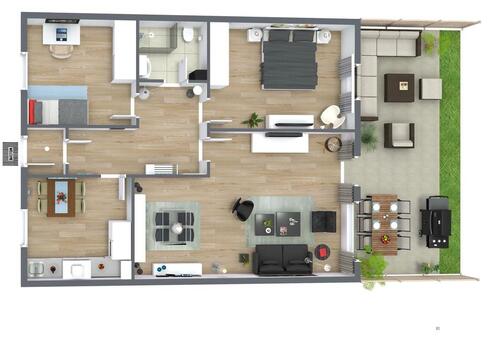 Foto - Helle 3-Zimmer-Whg. EBk, Terrasse, Stellplatz, Garage in Achim