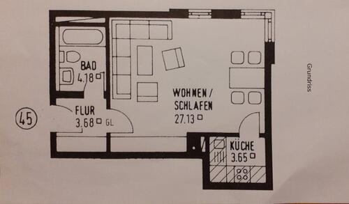 Foto - 1 Zimmer Etagenwohnung zur Miete in Wehringen
