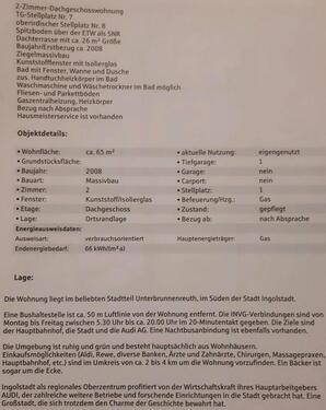 Foto - 2 Zimmer Dachgeschoßwohnung zum Kaufen in Ingolstadt