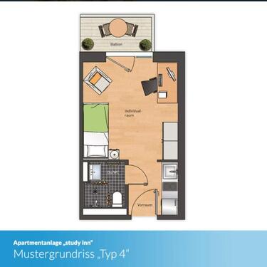 Foto - Zwischenmiete im Einzimmer Apartement (StudyInn Neubleiche)