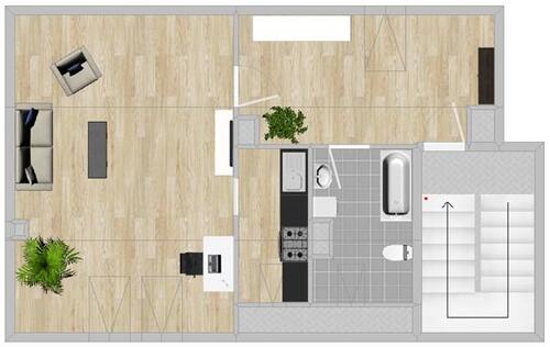 Foto - Frisch saniert: Große 1-Raum-Wohnung