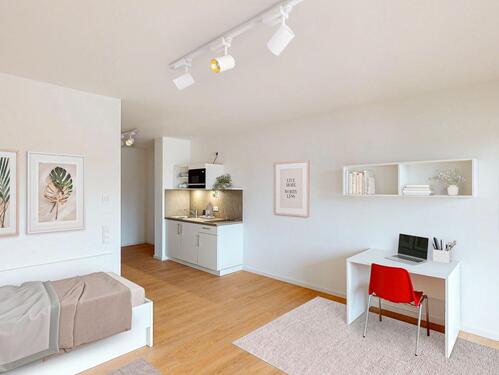 Foto - Möbliertes 1-Zimmer-Apartment mit Einbauküche und Balkon