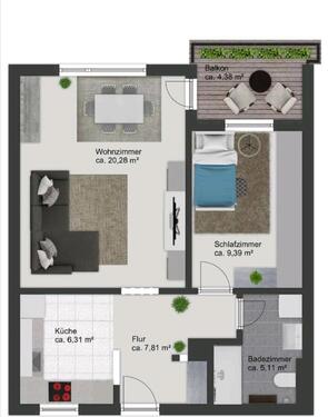 Foto - Provisionsfreie 2-Zimmer Eigentumswohnung.