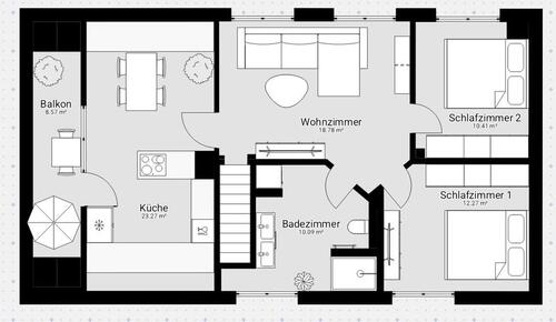 Foto - 3-Raum-Wohnung mit Garten, Balkon & Fußbodenheizung