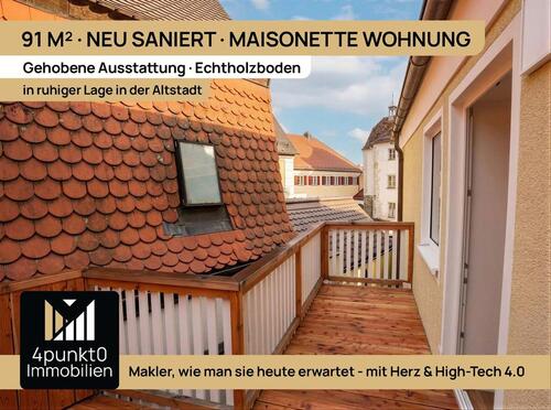 Foto - Hochwertig saniert: 3-Zimmer-Maisonette, ca. 91 m², Balkon, Tageslichtbad, Eichenholzböden