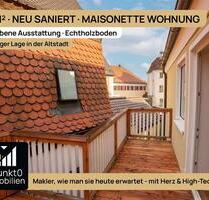 Hochwertig saniert: 3-Zimmer-Maisonette, ca. 91 m², Balkon, Tageslichtbad, Eichenholzböden - Monheim