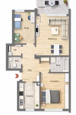 Foto - Helle 3-Zimmer Wohnung mit Balkon ins Grüne - renoviert!